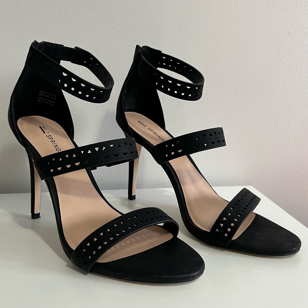 Call It Spring Black Strap Sandal Heels